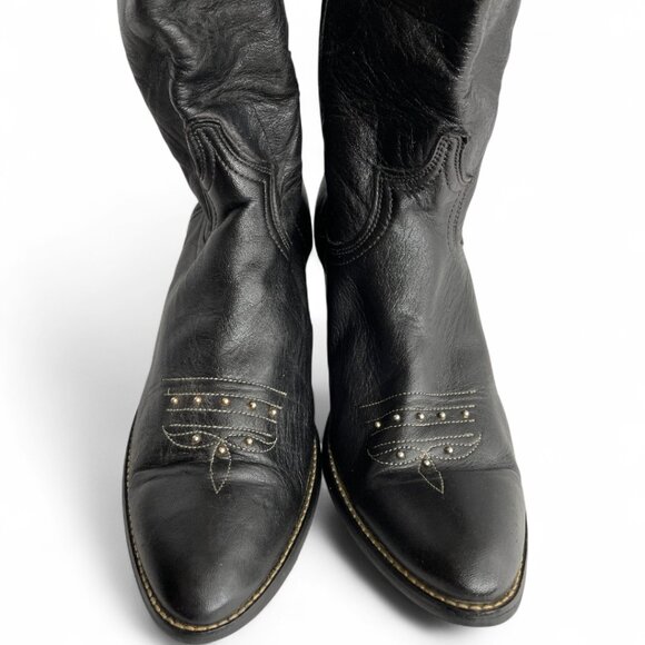 Dingo Vintage Leather Black Studded Western Cowgirl Cowboy Boots Women's 7.5 M - Picture 5 of 13